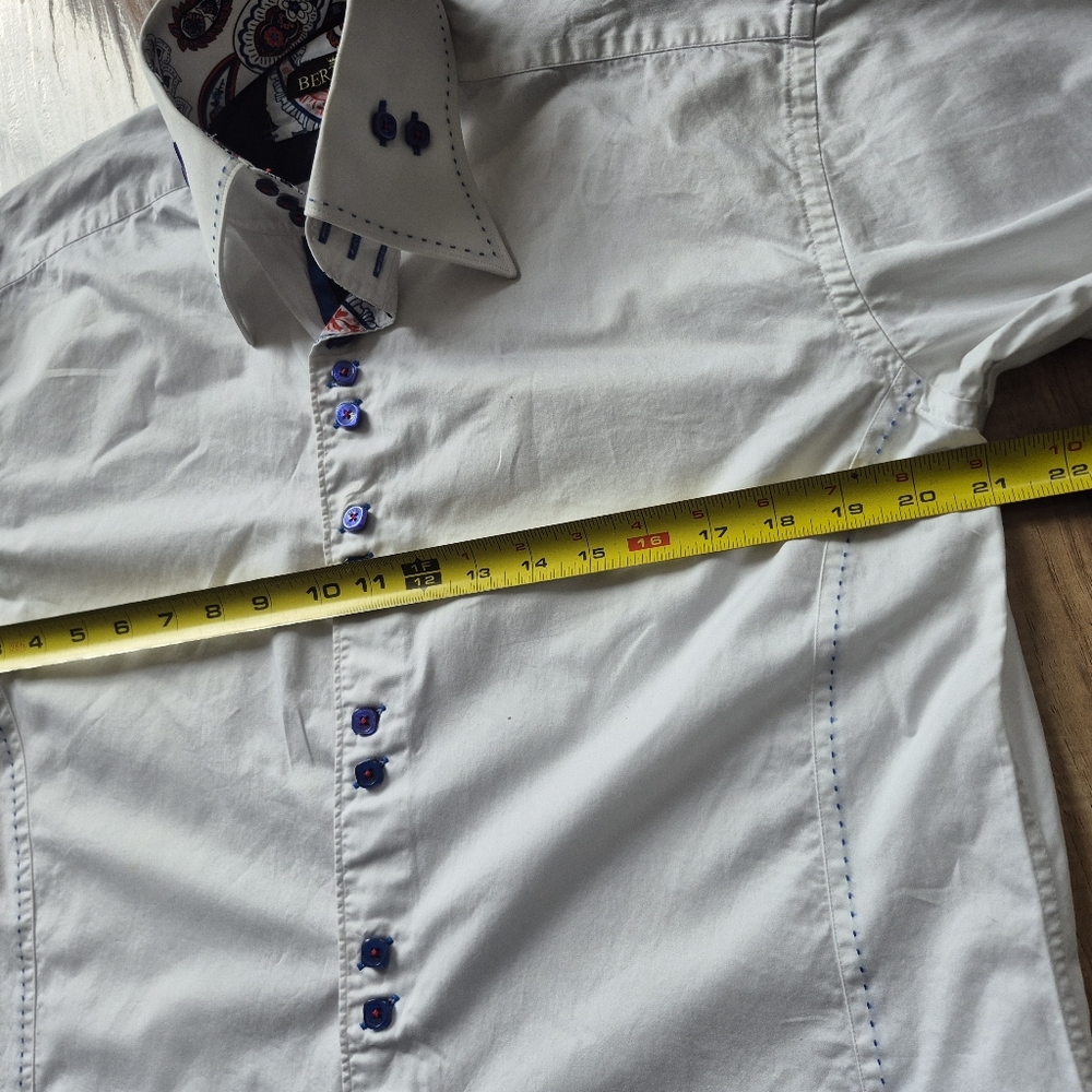Elegant White Dress Shirt with Blue Details - Picture 5 of 6